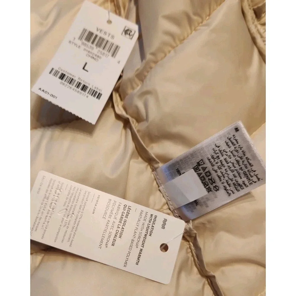 Charter Club Cream Lightweight Full Zip Puffer Vest Women's Size Large With Hood